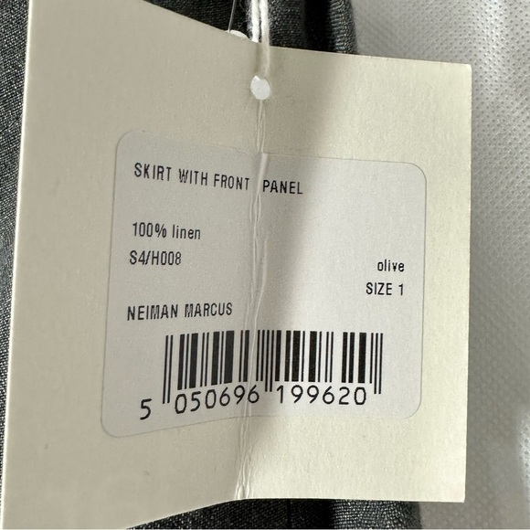 Eskandar Gray Linen Front Panel Midi Skirt Size 1 - Picture 4 of 10